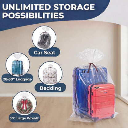 Extra Large Storage Bags for Car Seat & Luggage, 40x60, 5 CT, 2 Mil