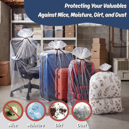 Extra Large Storage Bags for Car Seat & Luggage, 40x60, 5 CT, 2 Mil
