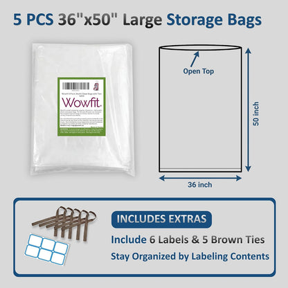 Extra Large Storage Bags for Car Seat & Luggage, 40x60, 5 CT, 2 Mil