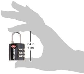 Black TSA-Approved Luggage Lock with Wide Lock Body and Thin, Durable Steel Shackle, Zipper Lock for Backpacks, Luggage, 4680DBLK