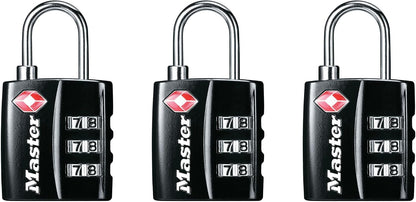 Black TSA-Approved Luggage Lock with Wide Lock Body and Thin, Durable Steel Shackle, Zipper Lock for Backpacks, Luggage, 4680DBLK