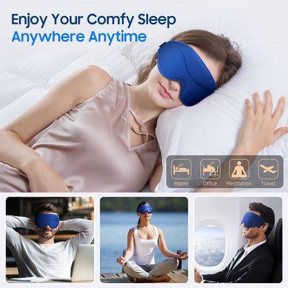 Sleep Mask, Premium Eye Mask for Sleeping, Total Blackout, Superior Soft Comfort, Upgraded 3D Ergonomic Designed Sleeping Mask for Home, Office, Travel, Meditation, Sky Blue