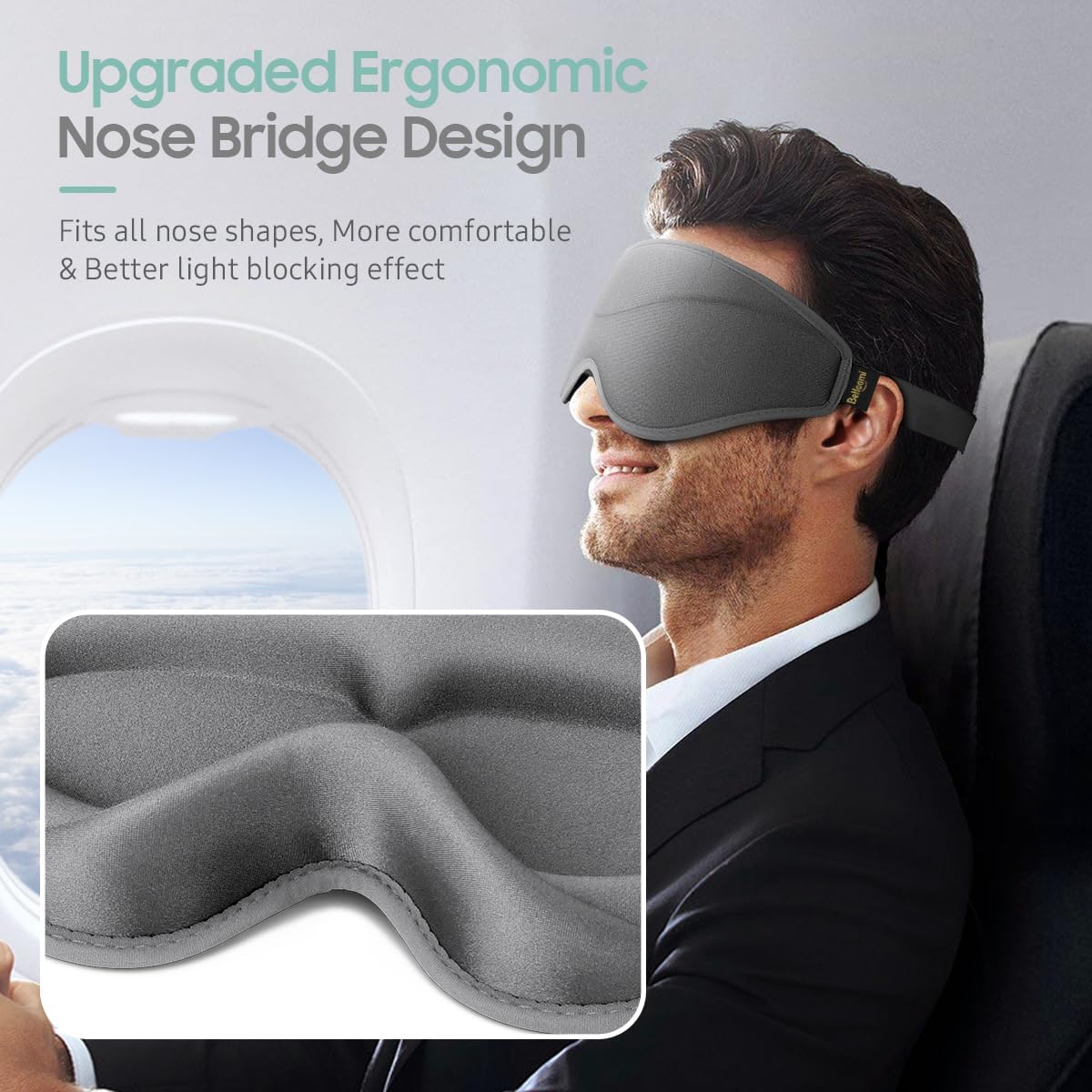 Sleep Mask, Premium Eye Mask for Sleeping, Total Blackout, Superior Soft Comfort, Upgraded 3D Ergonomic Designed Sleeping Mask for Home, Office, Travel, Meditation, Sky Blue