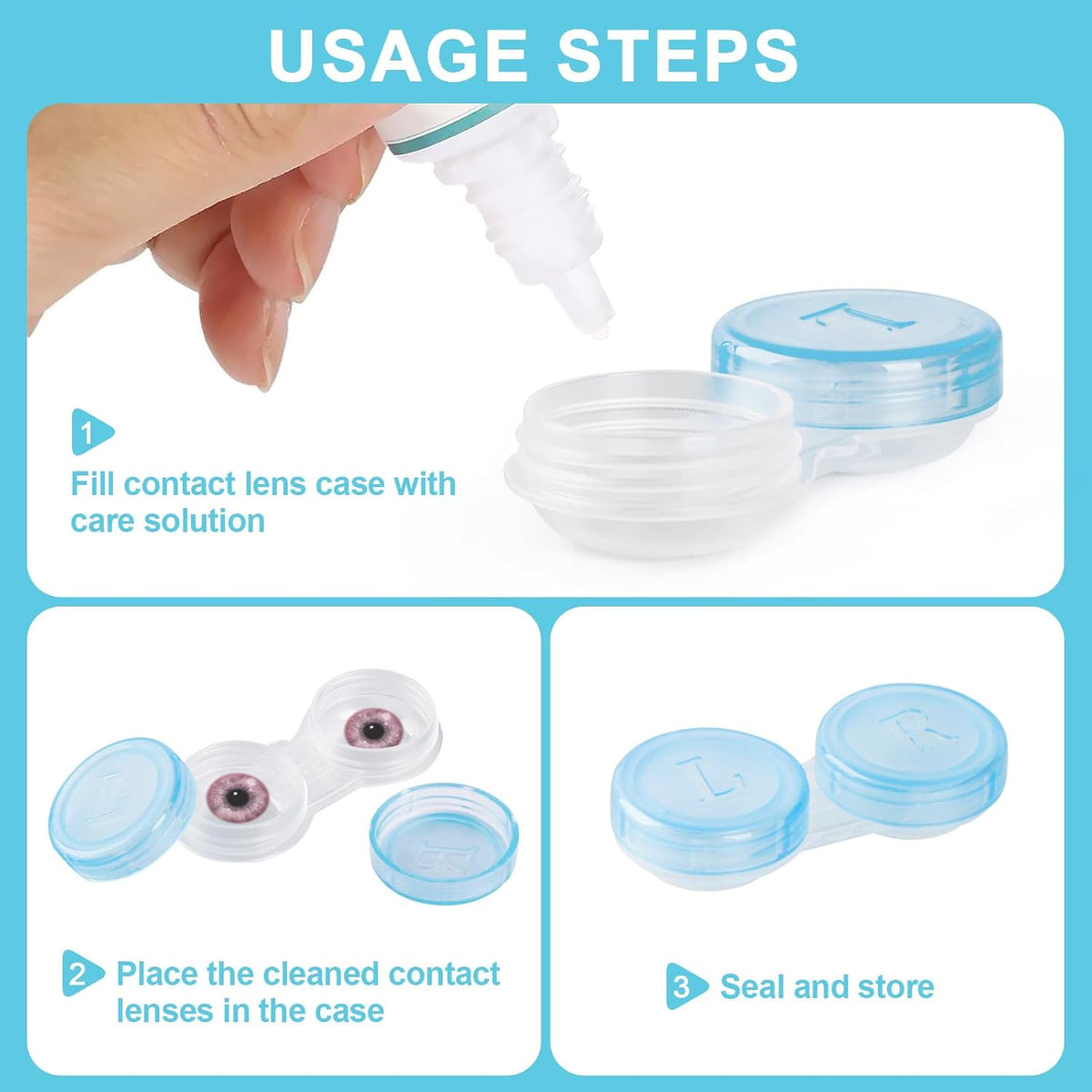 50 Pack Contact Lens Cases, Transparent Contact Cases Bulk in 5 colors, Cute Contact Lenses Case Leak-proof, Eye Contact Case for Home and Travel
