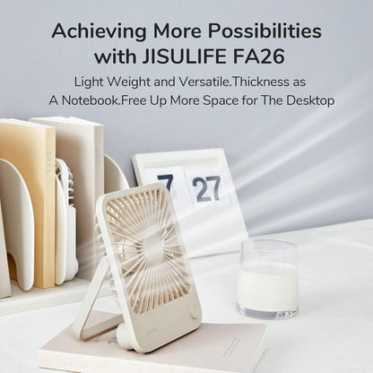 JISULIFE Desk Fan Battery Rechargeable, 180°Foldable Portable Personal Fan