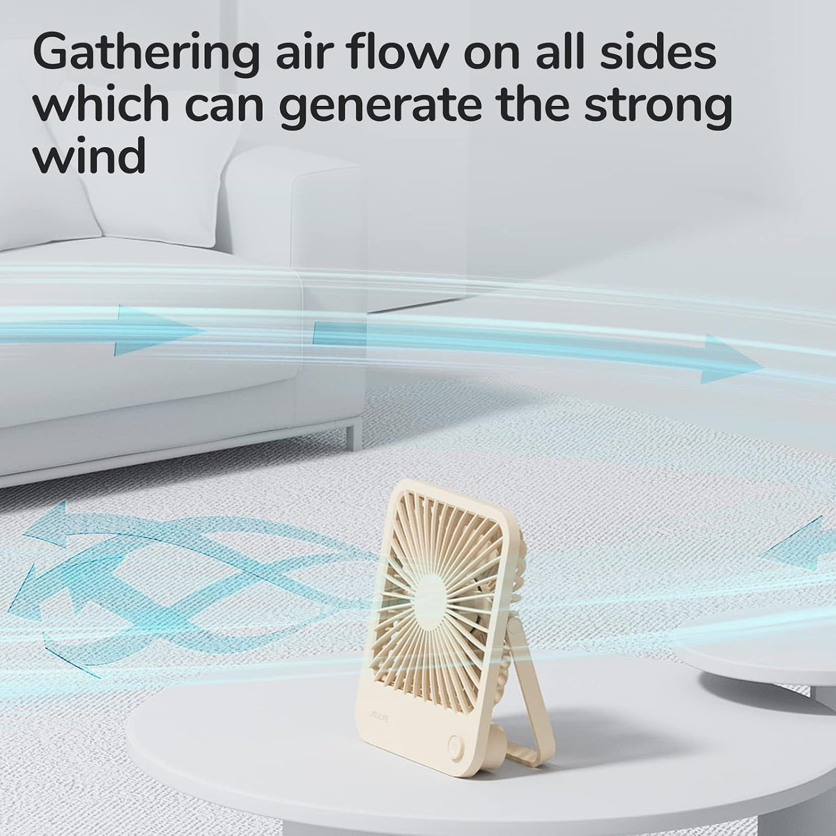 JISULIFE Desk Fan Battery Rechargeable, 180°Foldable Portable Personal Fan