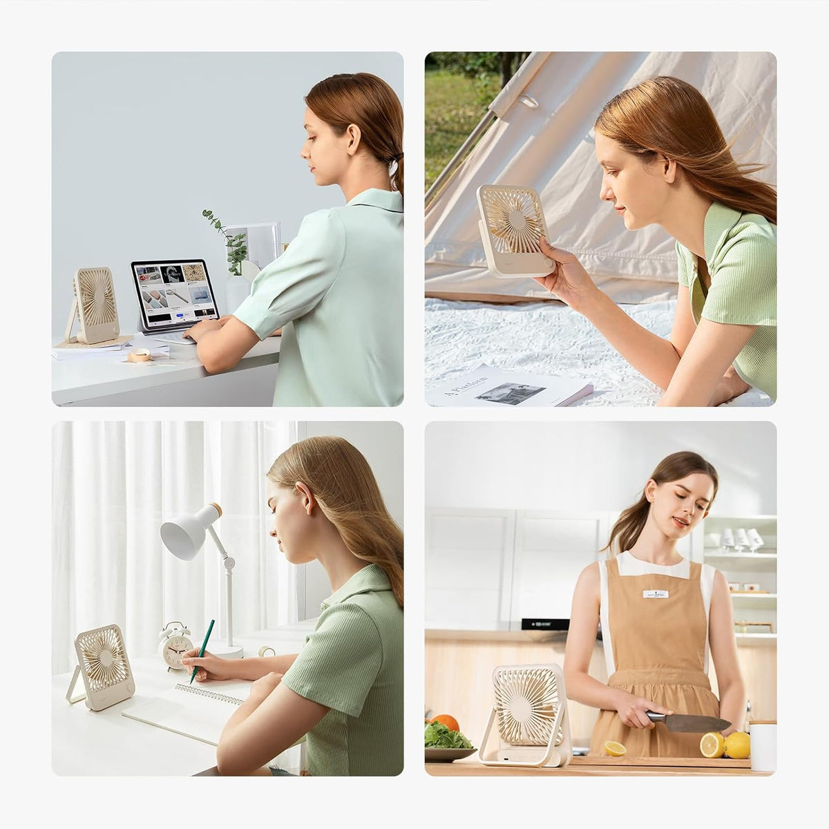 JISULIFE Desk Fan Battery Rechargeable, 180°Foldable Portable Personal Fan