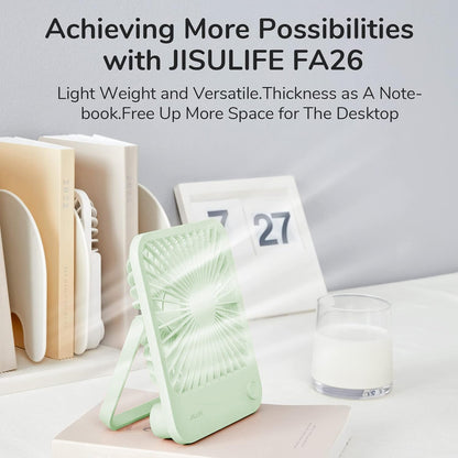 JISULIFE Desk Fan Battery Rechargeable, 180°Foldable Portable Personal Fan