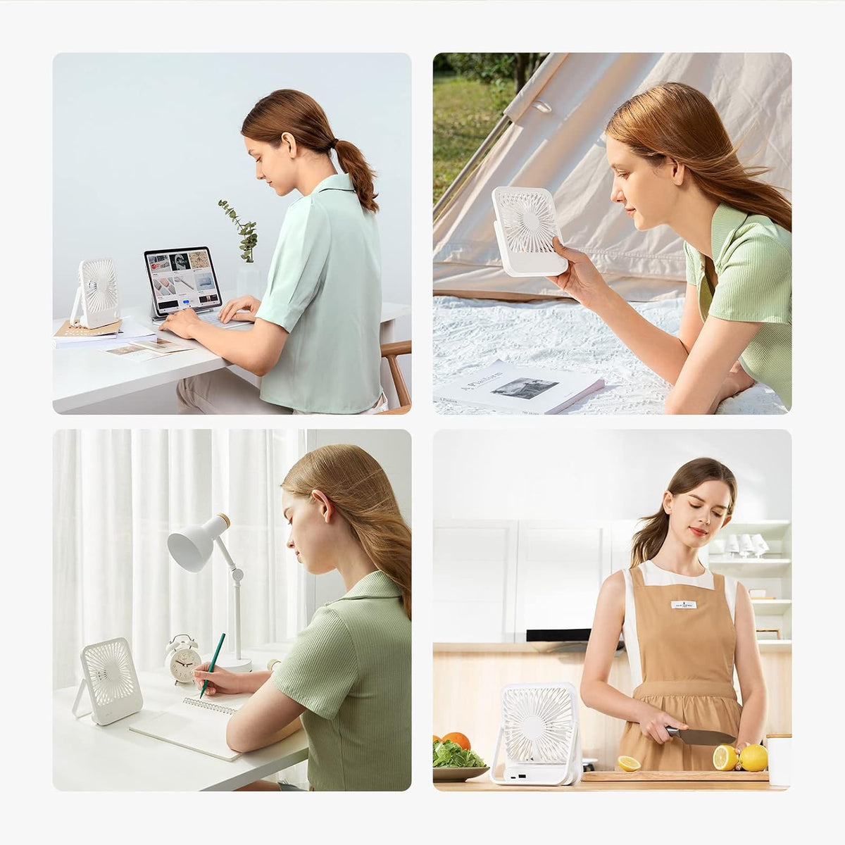 JISULIFE Desk Fan Battery Rechargeable, 180°Foldable Portable Personal Fan