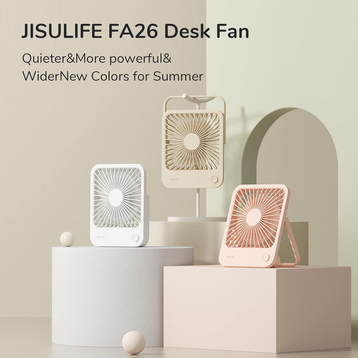 JISULIFE Desk Fan Battery Rechargeable, 180°Foldable Portable Personal Fan