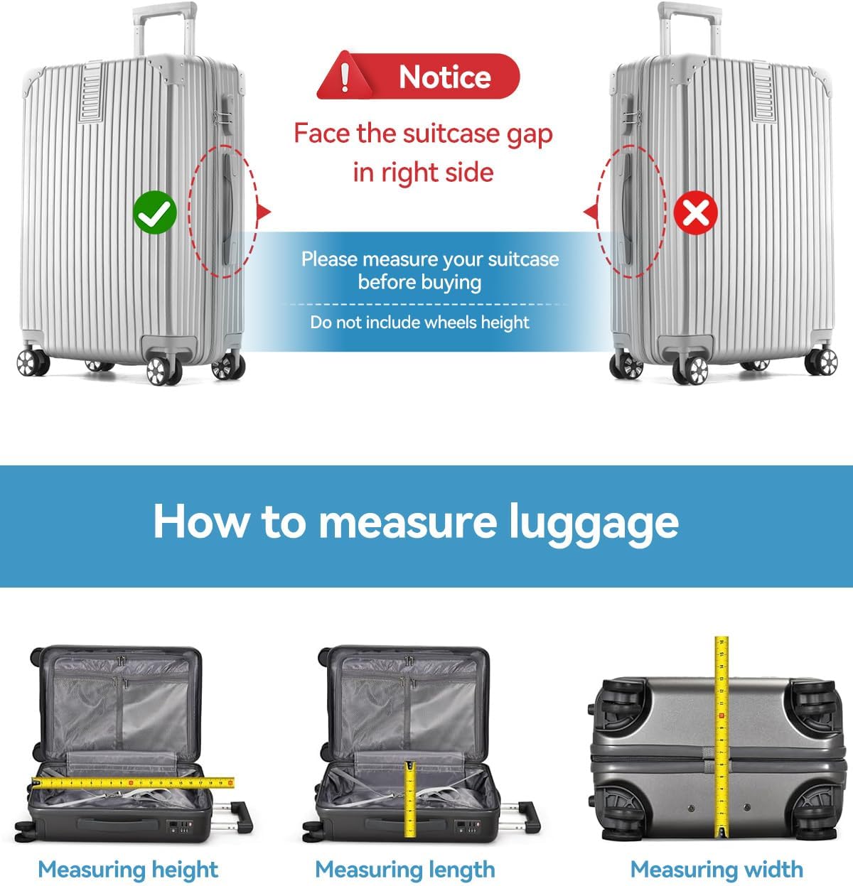 3 Pieces Thicken Luggage Cover Protectors 20" 24" 28" luggage