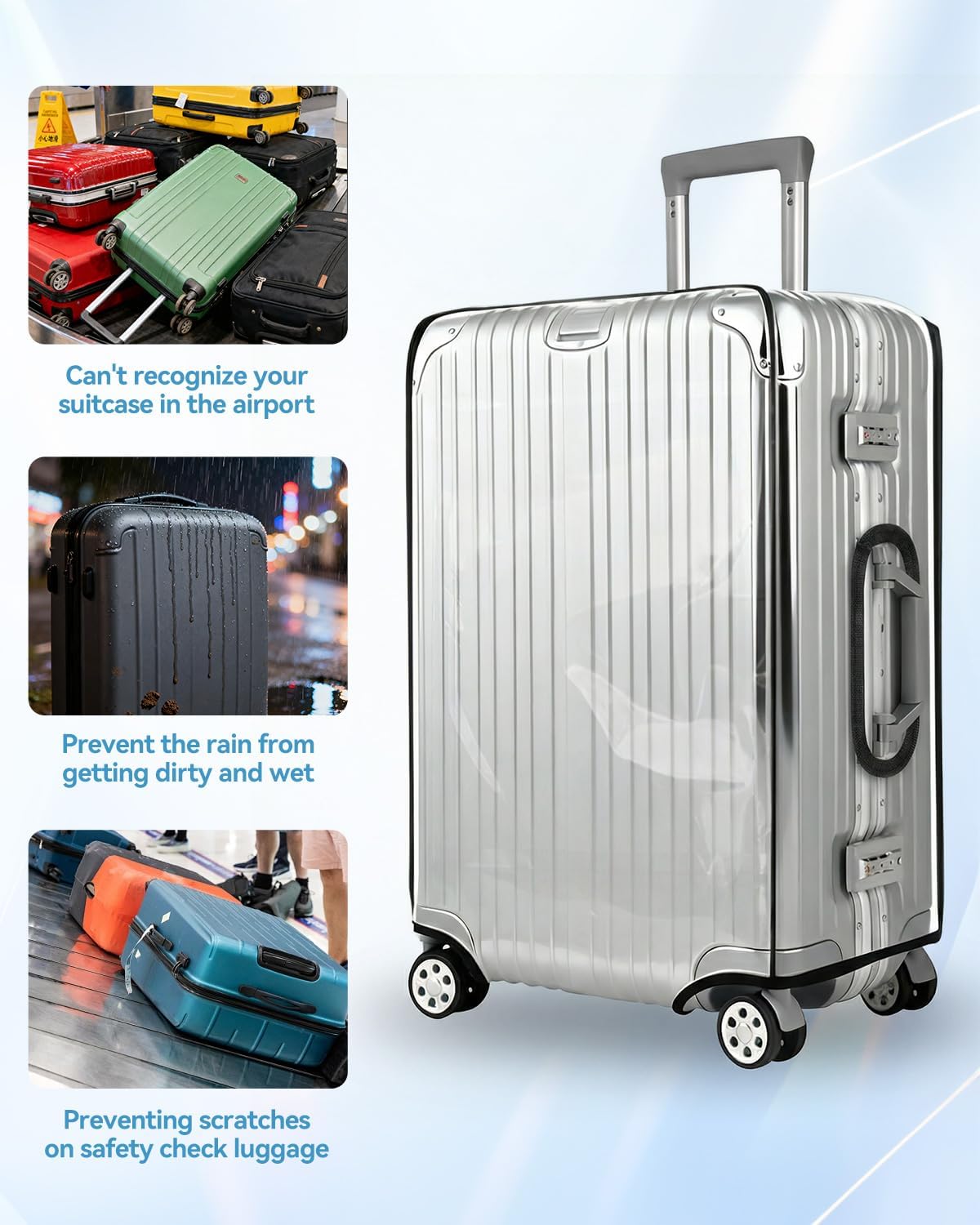 3 Pieces Thicken Luggage Cover Protectors 20" 24" 28" luggage