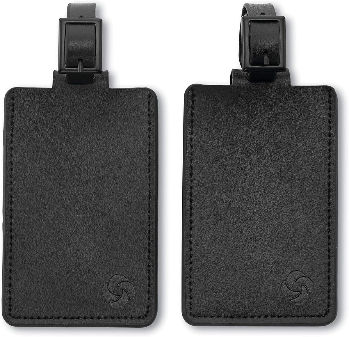 2-Pack Leather Luggage ID Tag, Black Logo, One Size