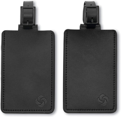 2-Pack Leather Luggage ID Tag, Black Logo, One Size