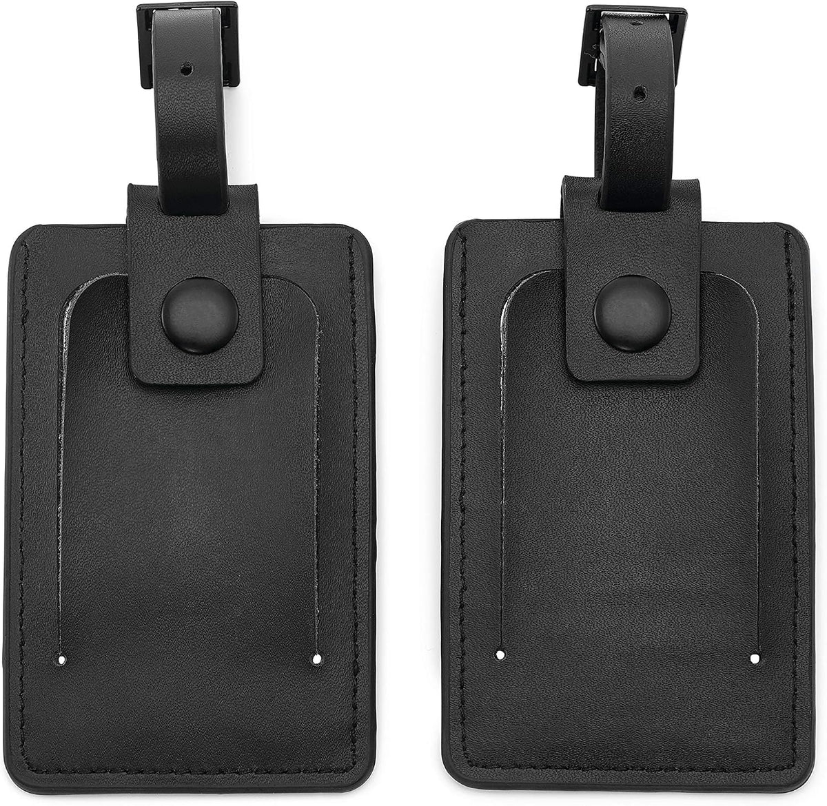 2-Pack Leather Luggage ID Tag, Black Logo, One Size