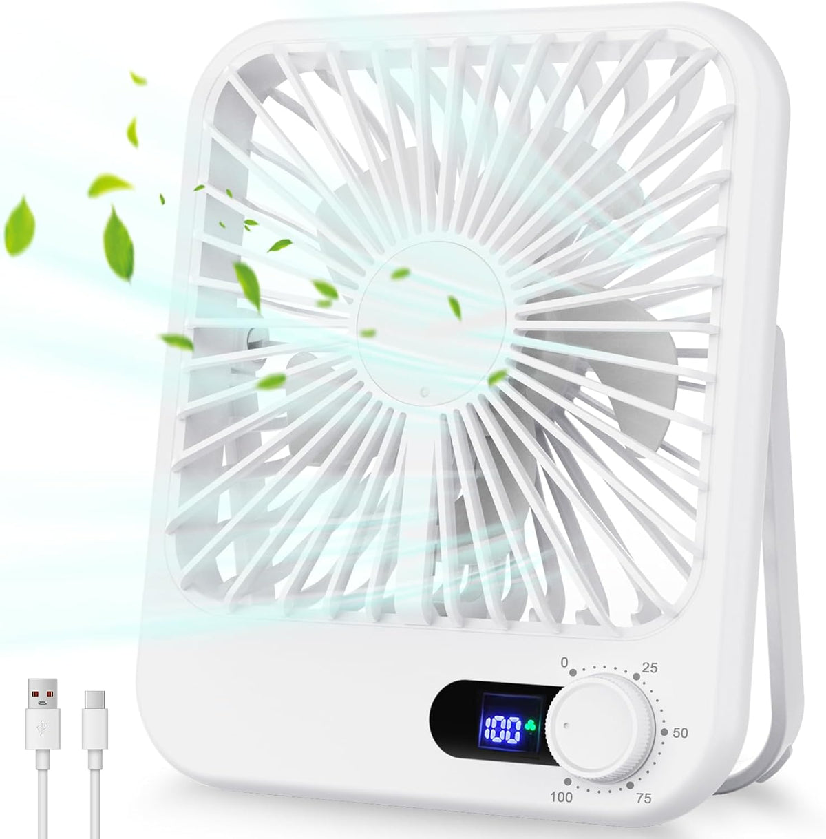 Portable Travel Fan for Sleeping, 6.8" Small Desk Fan Quiet