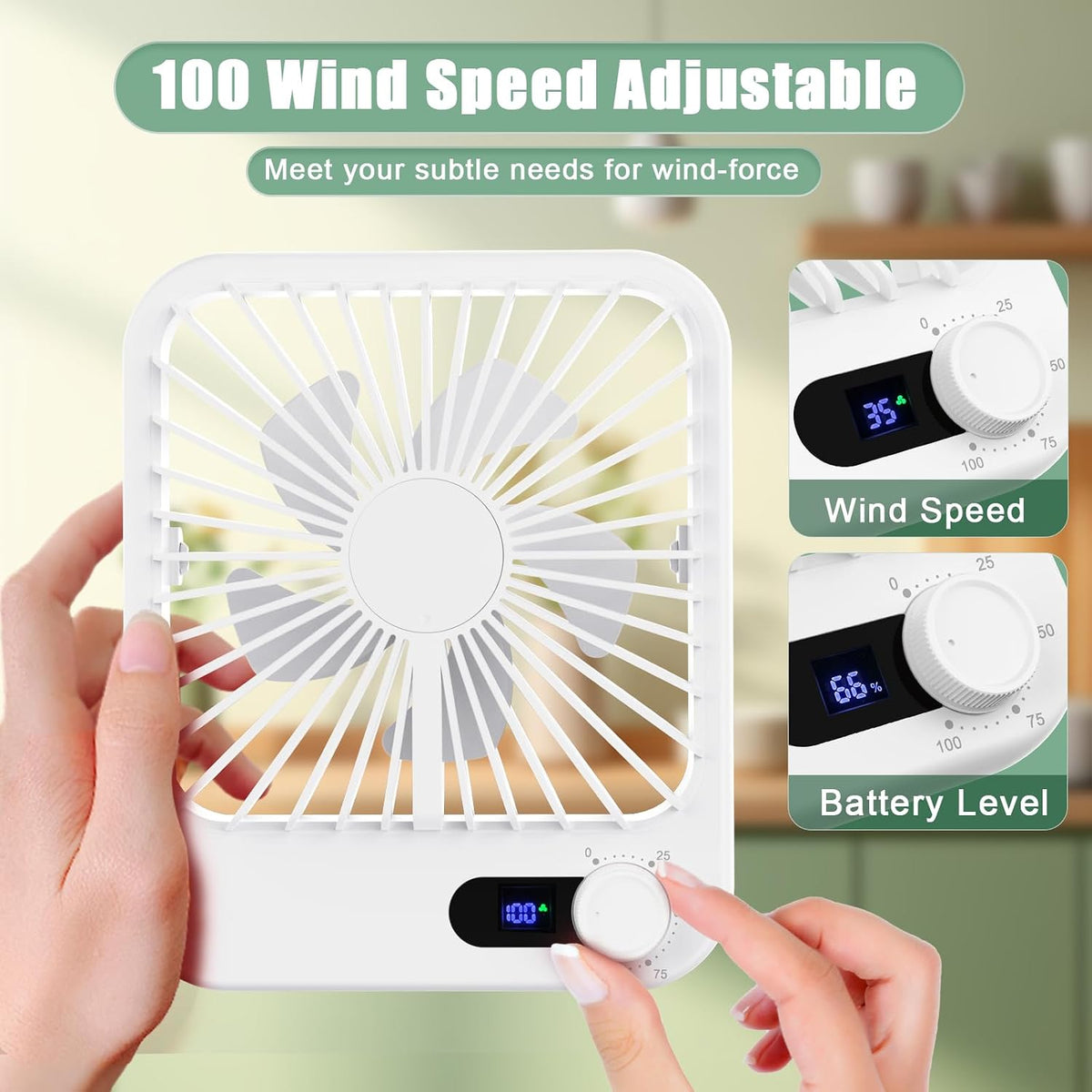 Portable Travel Fan for Sleeping, 6.8" Small Desk Fan Quiet