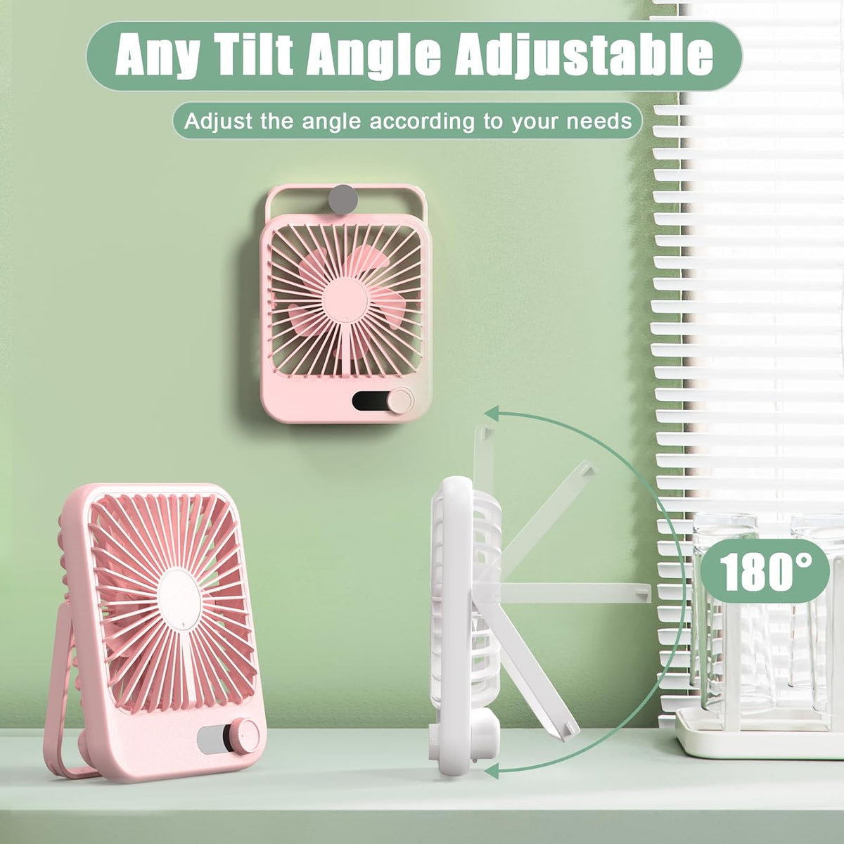 Portable Travel Fan for Sleeping, 6.8" Small Desk Fan Quiet