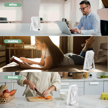 Portable Travel Fan for Sleeping, 6.8" Small Desk Fan Quiet