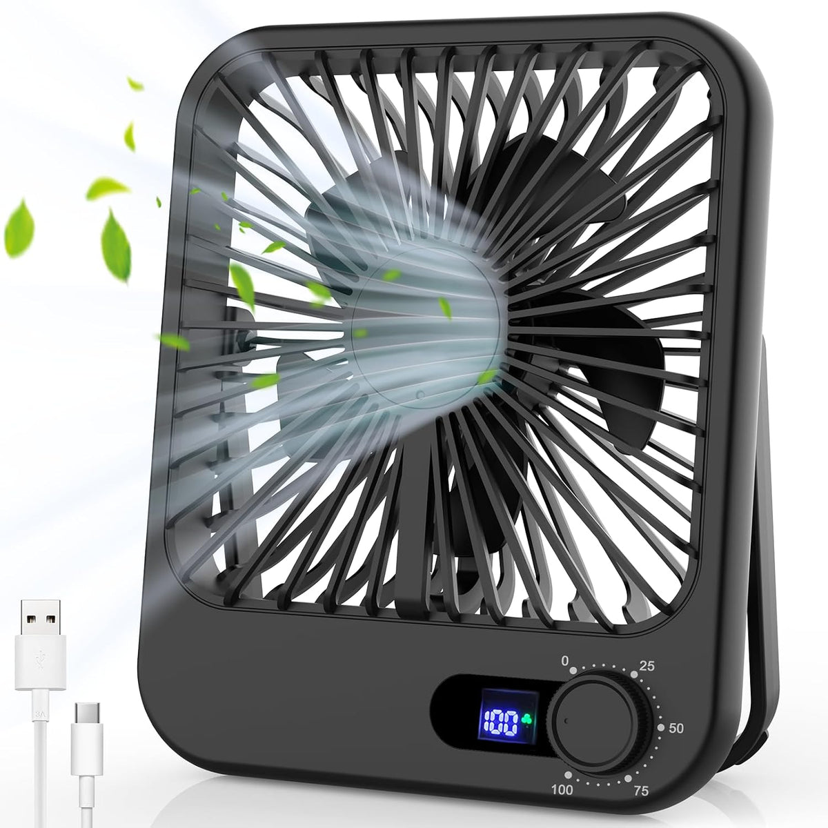 Portable Travel Fan for Sleeping, 6.8" Small Desk Fan Quiet