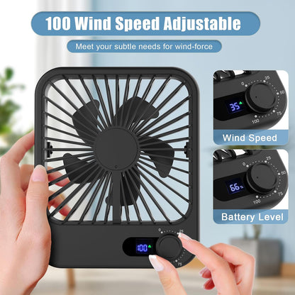 Portable Travel Fan for Sleeping, 6.8" Small Desk Fan Quiet