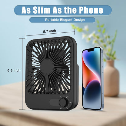 Portable Travel Fan for Sleeping, 6.8" Small Desk Fan Quiet