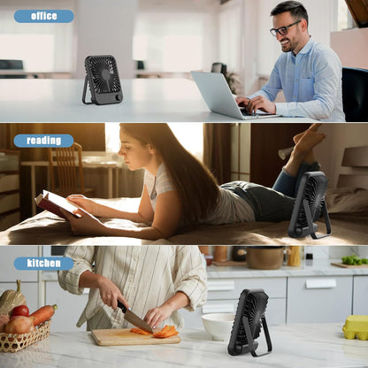 Portable Travel Fan for Sleeping, 6.8" Small Desk Fan Quiet