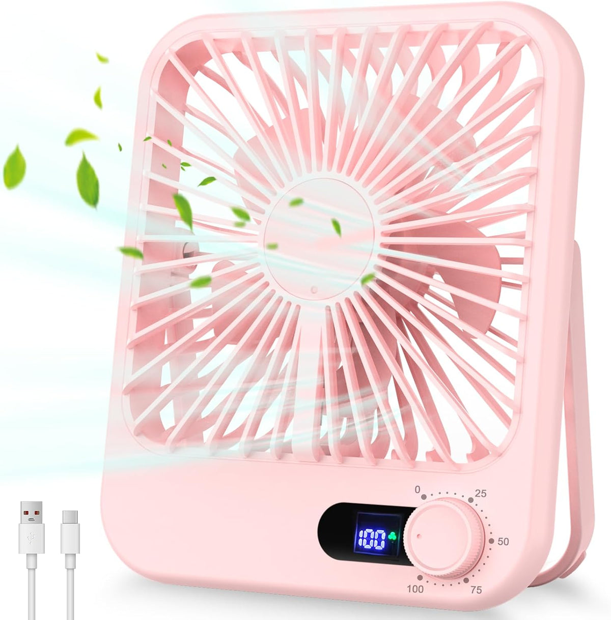 Portable Travel Fan for Sleeping, 6.8" Small Desk Fan Quiet