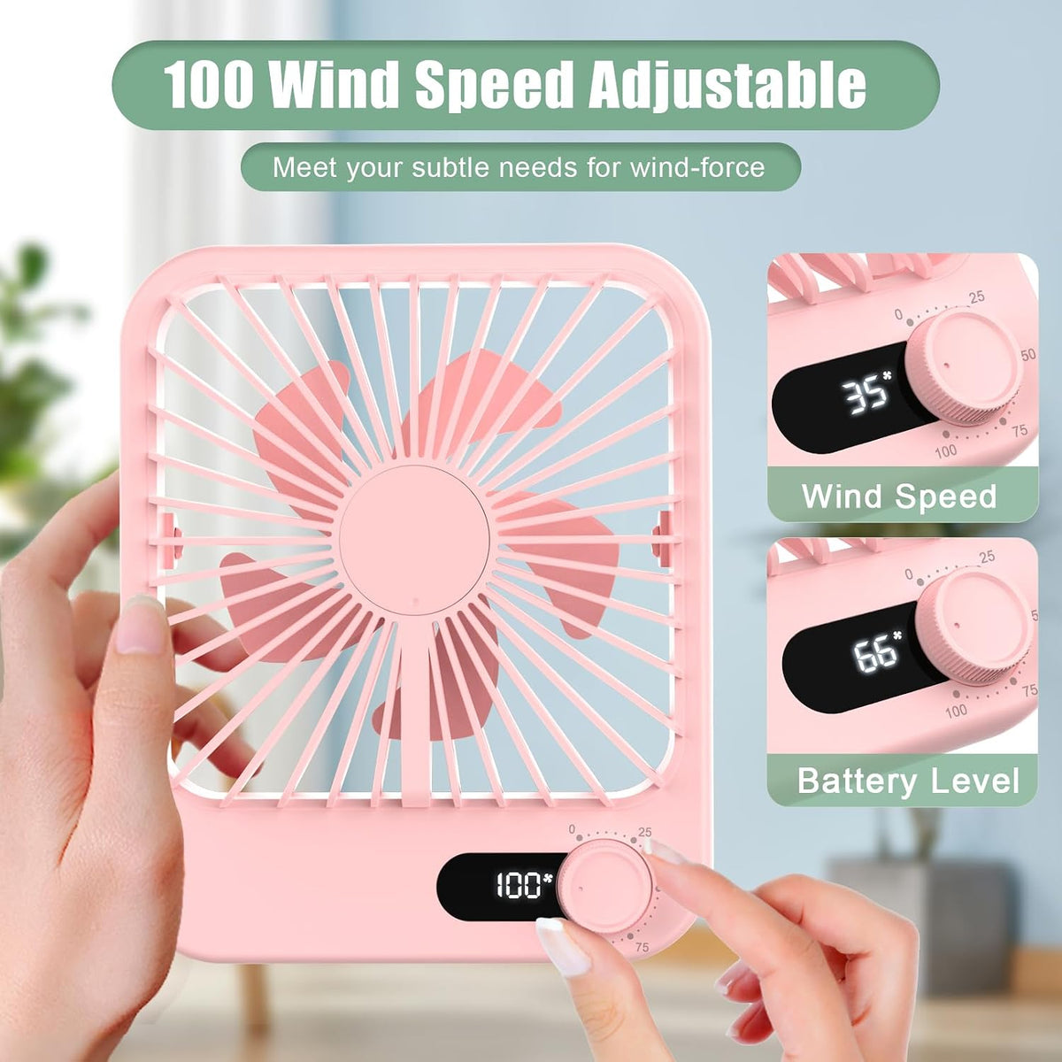 Portable Travel Fan for Sleeping, 6.8" Small Desk Fan Quiet