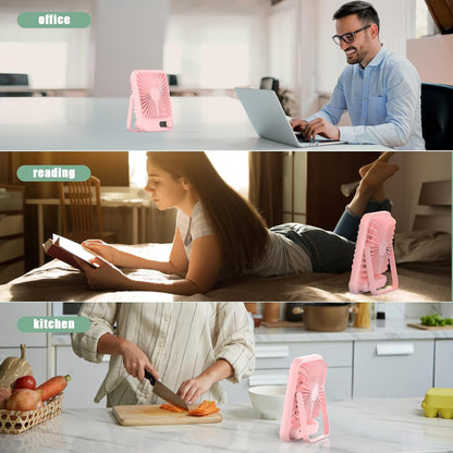 Portable Travel Fan for Sleeping, 6.8" Small Desk Fan Quiet