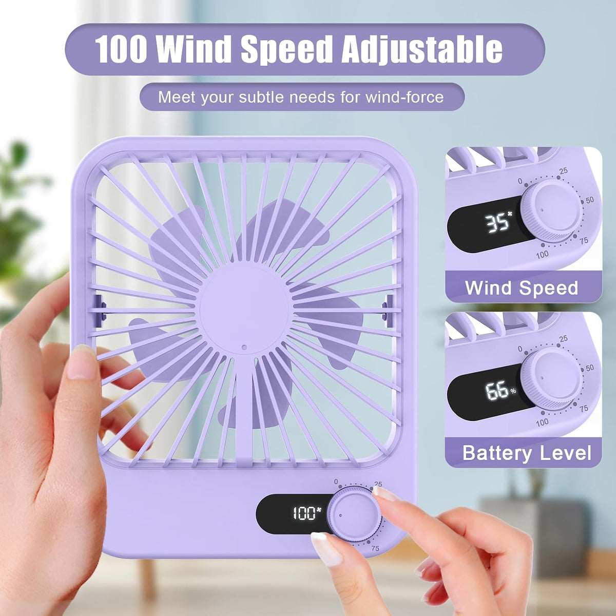 Portable Travel Fan for Sleeping, 6.8" Small Desk Fan Quiet