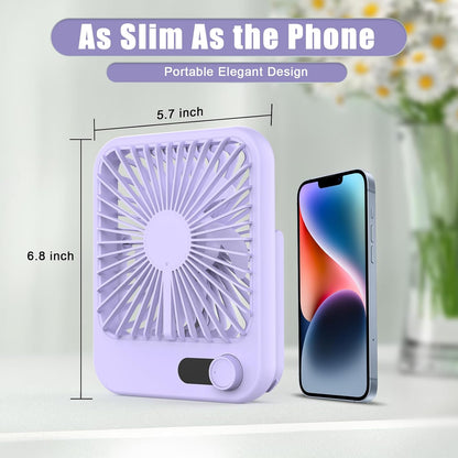 Portable Travel Fan for Sleeping, 6.8" Small Desk Fan Quiet