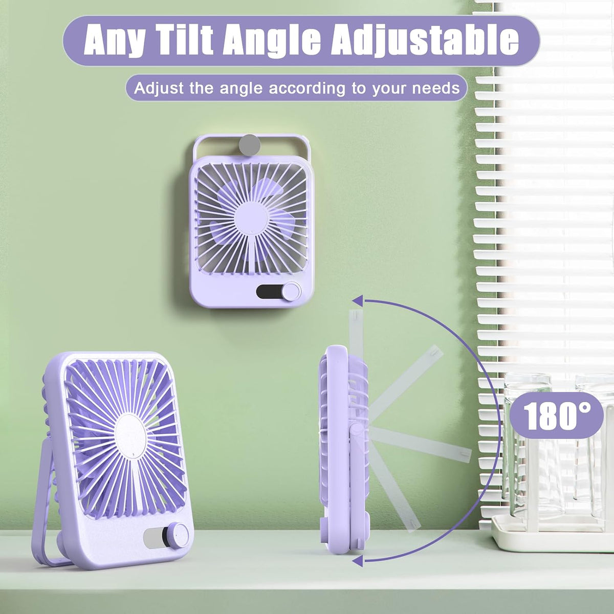 Portable Travel Fan for Sleeping, 6.8" Small Desk Fan Quiet