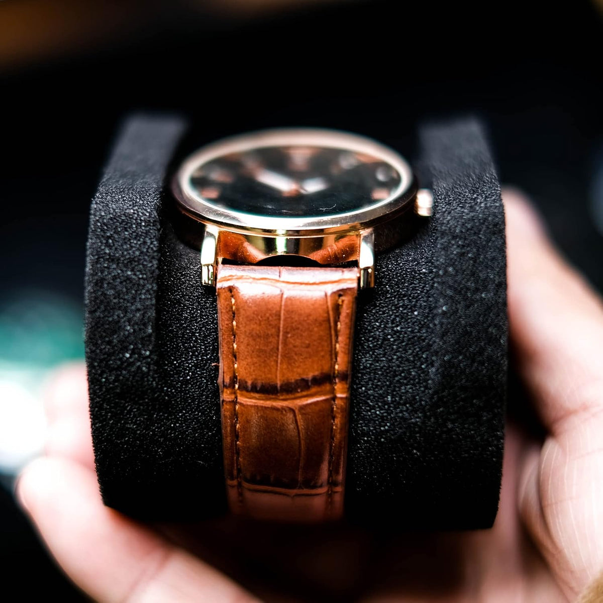 5 slots Watch travel case, hard watch storage organizer box with soft foam insert, watch holder, fit up to 55mm face watch