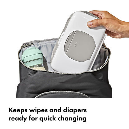 On-The-Go Wipes Dispenser with Diaper Pouch, Gray
