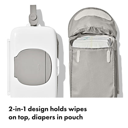 On-The-Go Wipes Dispenser with Diaper Pouch, Gray