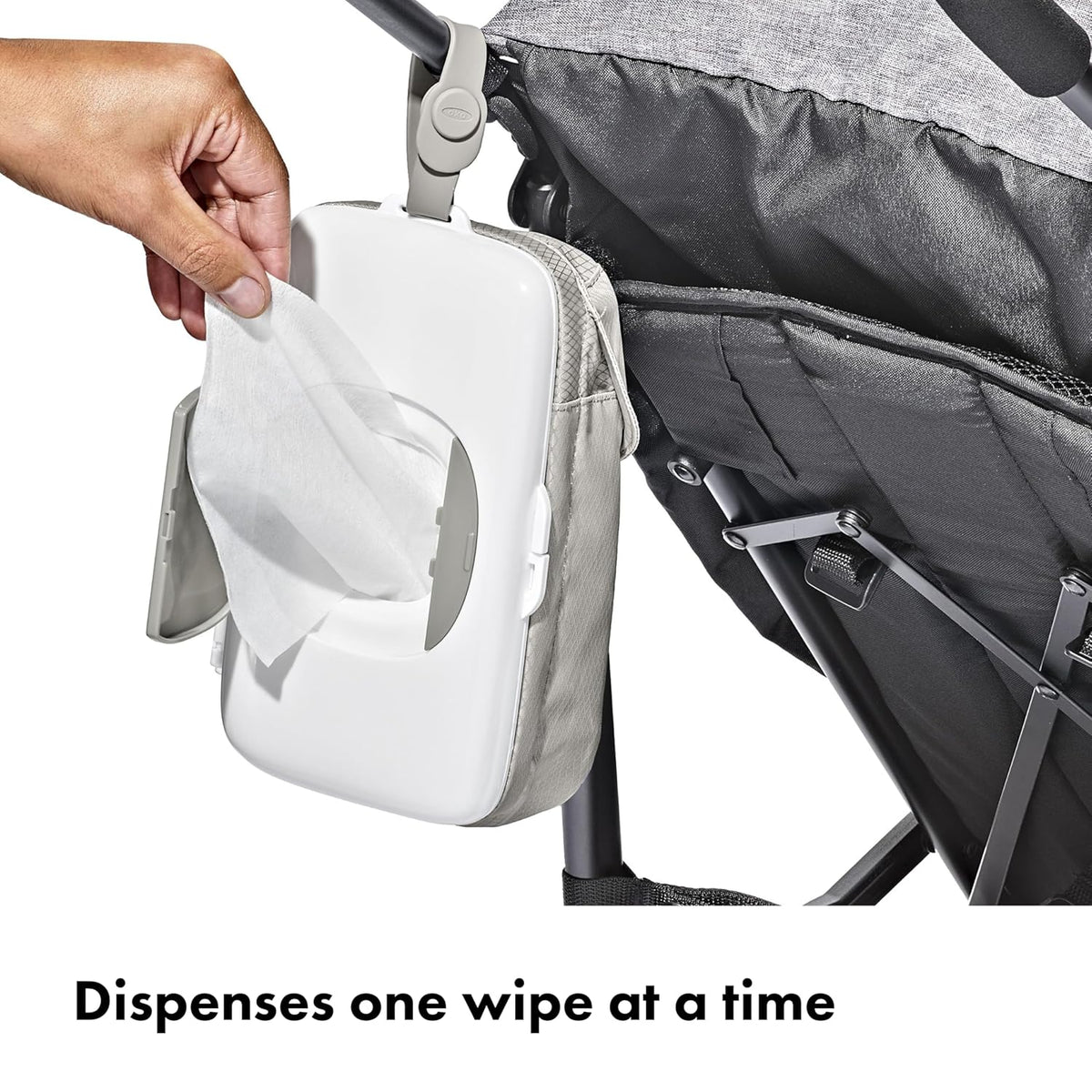 On-The-Go Wipes Dispenser with Diaper Pouch, Gray