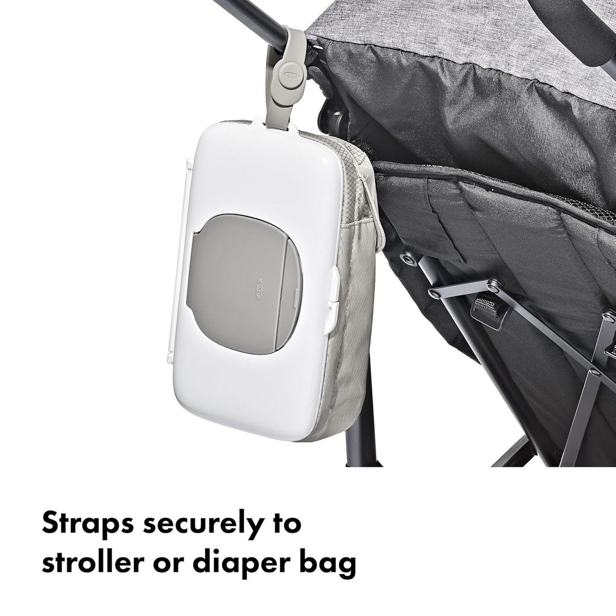 On-The-Go Wipes Dispenser with Diaper Pouch, Gray