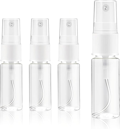 4 Pack Spray Bottle, Small Plastic Fine Mist Spray Bottles Mini Empty Travel Bottles Small Refillable Liquid Containers for Perfume, Care Liquid, Cosmetics, Alcohol(15ml)