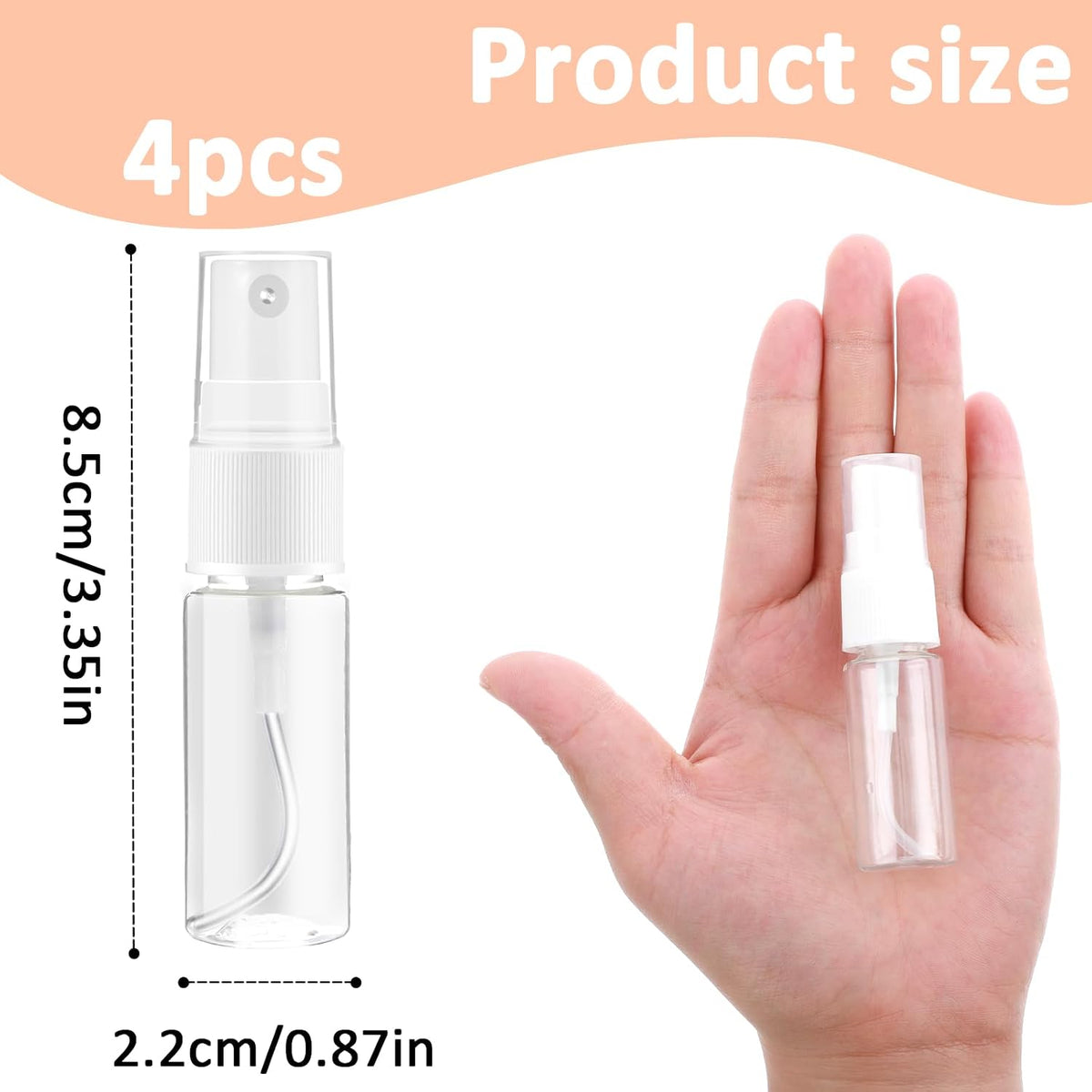 4 Pack Spray Bottle, Small Plastic Fine Mist Spray Bottles Mini Empty Travel Bottles Small Refillable Liquid Containers for Perfume, Care Liquid, Cosmetics, Alcohol(15ml)