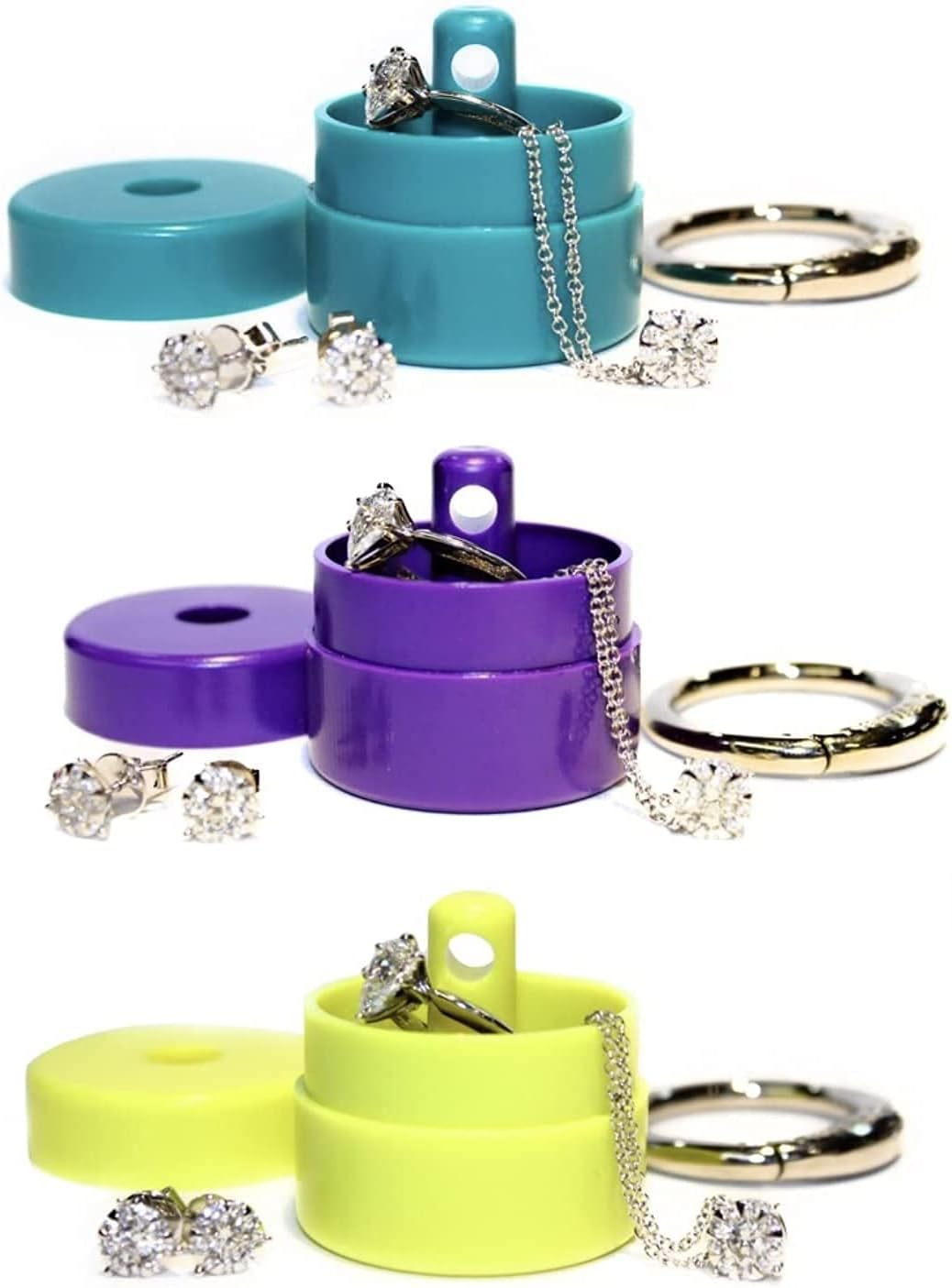 Travel Jewelry Box Case, Ring Holder on Shark Tank - Ring Holder for Women Girls with Keychain, Small Jewelry Organizer Boxes, Portable Ring Keeper Key Chain, Jewelry Storage Case