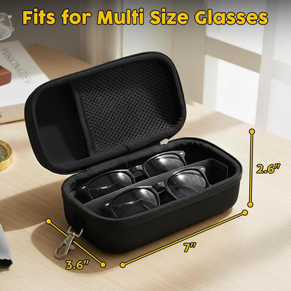 Double Eyeglasses Case, Hard Shell Glasses Case for Men Women