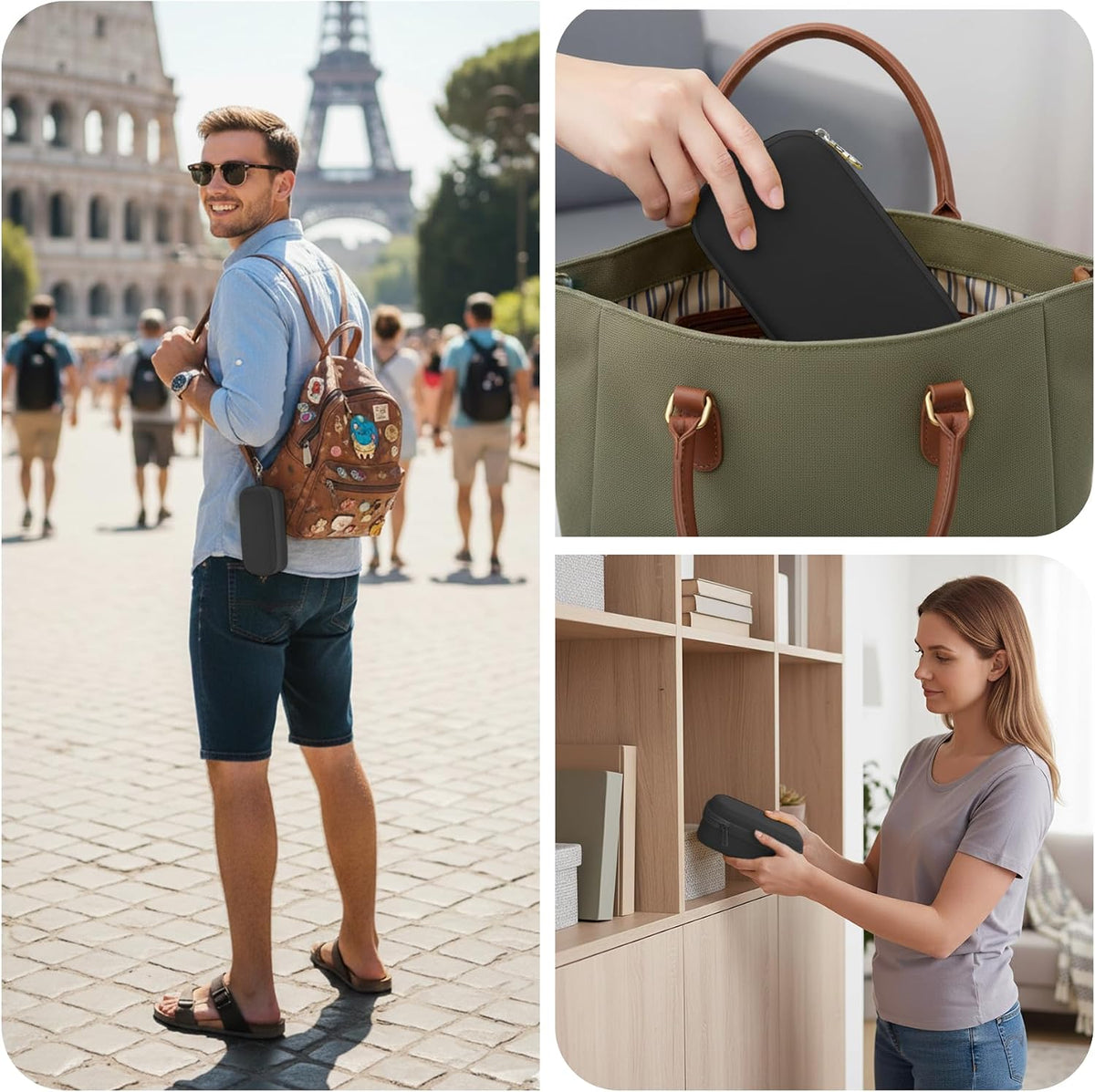 Double Eyeglasses Case, Hard Shell Glasses Case for Men Women