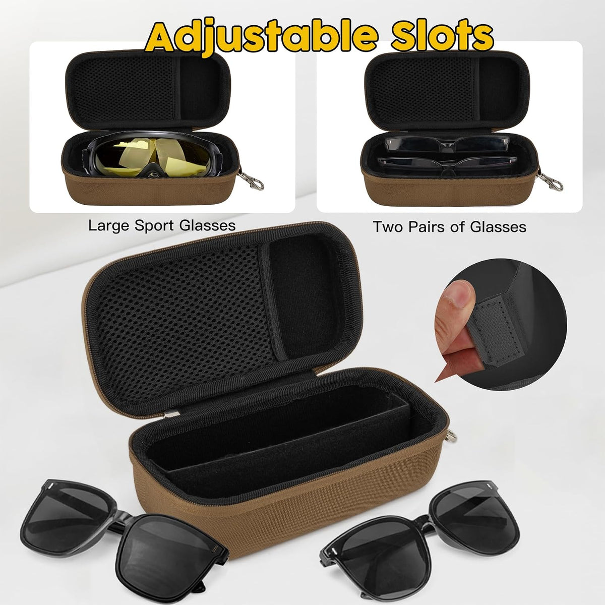 Double Eyeglasses Case, Hard Shell Glasses Case for Men Women