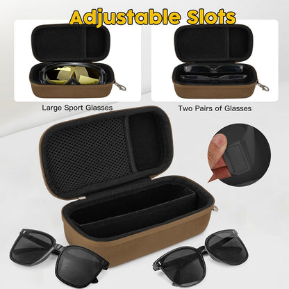 Double Eyeglasses Case, Hard Shell Glasses Case for Men Women