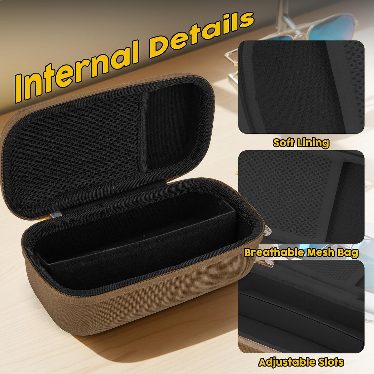 Double Eyeglasses Case, Hard Shell Glasses Case for Men Women