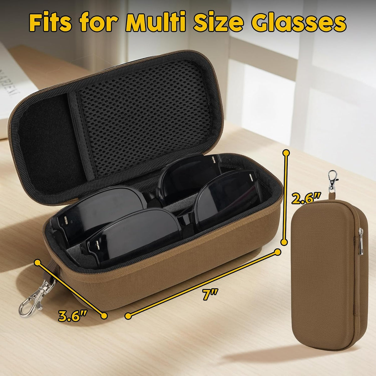 Double Eyeglasses Case, Hard Shell Glasses Case for Men Women