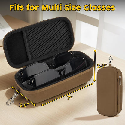 Double Eyeglasses Case, Hard Shell Glasses Case for Men Women