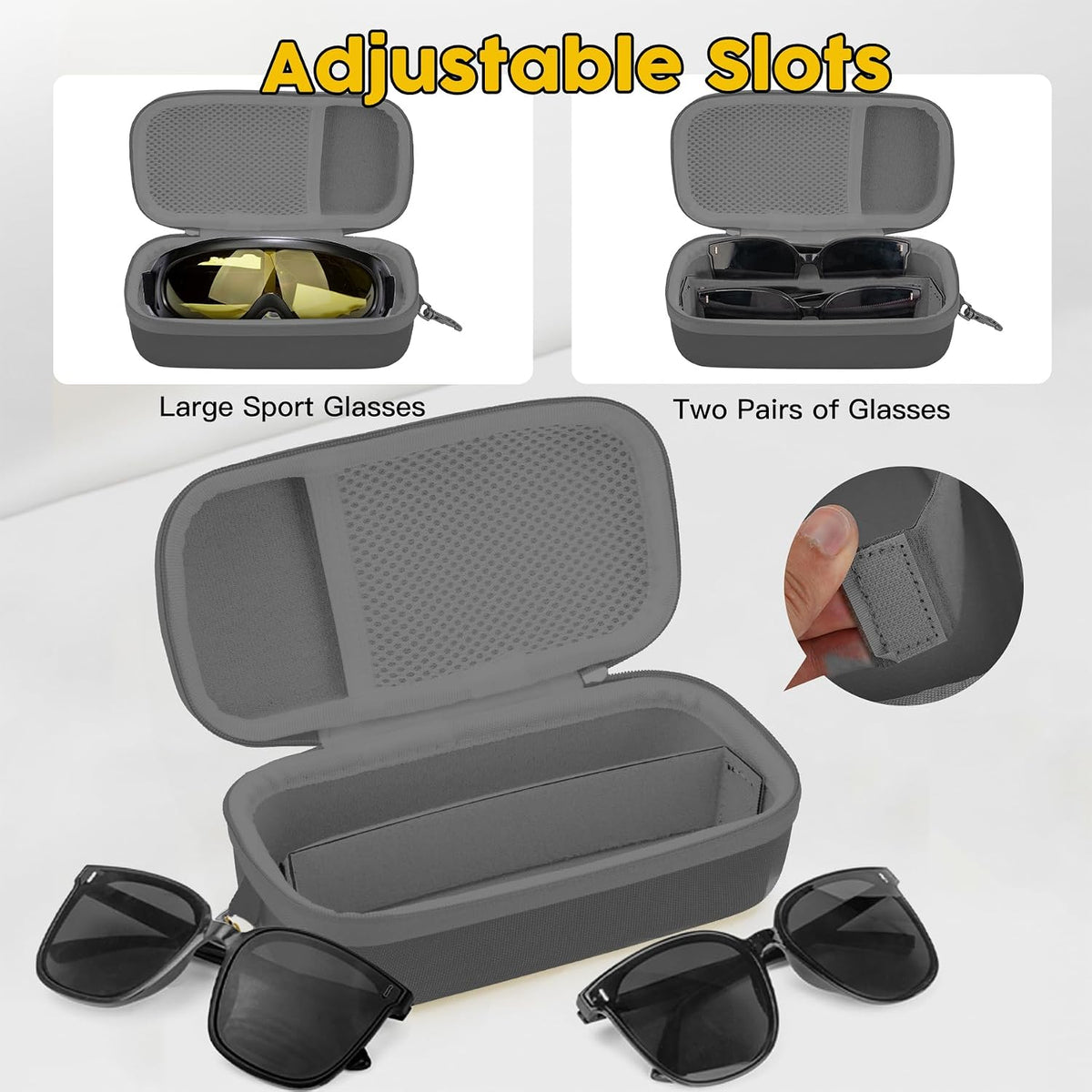 Double Eyeglasses Case, Hard Shell Glasses Case for Men Women