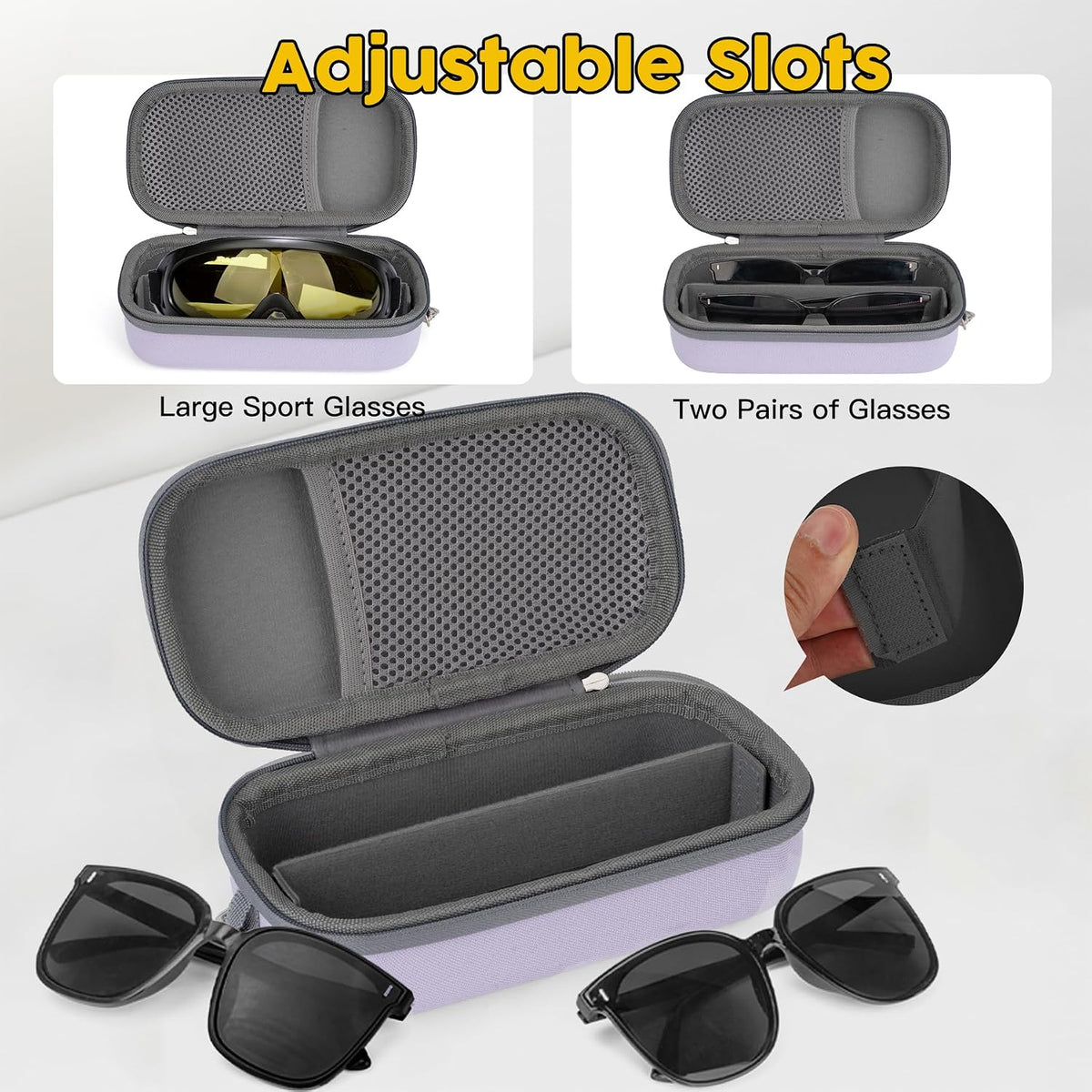 Double Eyeglasses Case, Hard Shell Glasses Case for Men Women
